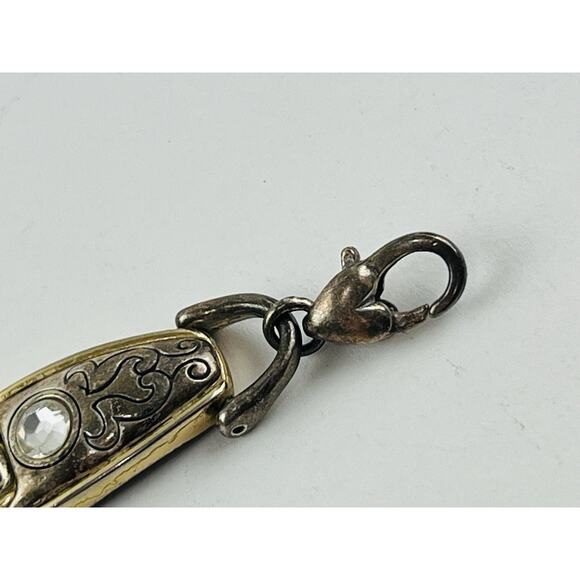 Vintage Gold and Silver Plated Link Bracelet Crystals Stamped Brighton Western - Picture 10 of 13
